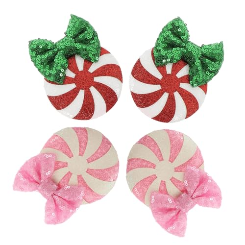 NULYLU 2 Paar Weihnachts-haarspangen Mit Schleife Glitzer-haarspangen Für Mädchen Haarschmuck Für Partys Und Festivals von NULYLU