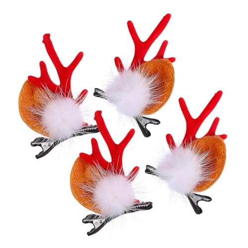NULYLU 2paare Weihnachts-rentiergeweih Haarclips Mit Flauschkugeln Niedliche Accessoires Für Festlichkeiten Für Weihnachtsfeiern Und Fotoshootings von NULYLU