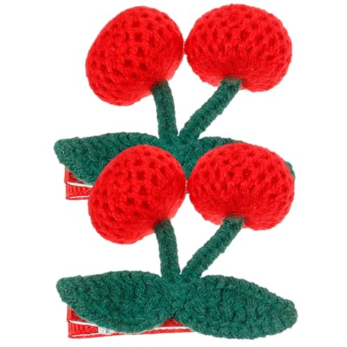 NULYLU 2 Stck Gehäkelte Kirsch Haarspangen für Mädchen Leichte Stabile Haarschmuck Accessoires Geeignet für Flecht und Glattes Haar für Geburtstage und Partys von NULYLU