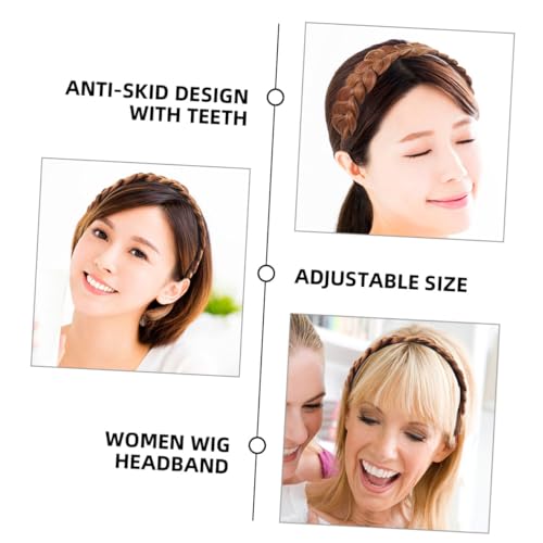 NULYLU 2 Stück Geflochtenes Stirnband mit Anti rutsch zähnen Damen Haarreif für Natürliche Zopf frisuren Vielseitiges Haarschmuck accessoire für Party Hochzeit und Bühne Modisch und von NULYLU