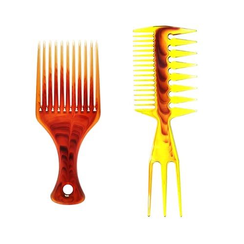 NULYLU 2 Stück Haarkamm Mit Breiten Zähnen Für Männer Stylingkamm Für Zurückgekämmtes Haar Ölfrisur Bequemes Material von NULYLU