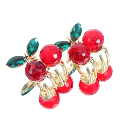 NULYLU 2 Stück Haarklammern Kirsche mit Strass Haarschmuck Leicht und Stabil für Damen und Mädchen Kleine Haarklammern für Dünnes Mitteldickes Haar Sicherer Ziepen von NULYLU