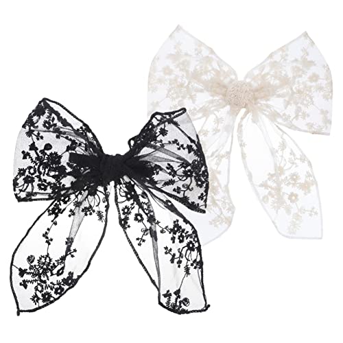 NULYLU 2 Stücke Große Haarschleifen für Damen Haarschmuck aus Spitze Vintage Haarclips für Mädchen Rutschfeste Haarspangen für Hochzeiten und Anlässe von NULYLU