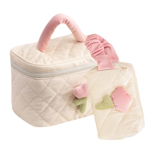 NULYLU 2stücke Teiliges Make-up Täschchen Aus Strapazierfähigem Cordstoff Kosmetiktasche Für Damen Für Reisen Und Täglichen Gebrauch Mit Mehreren Fächern Zur Optimalen Organisation von NULYLU