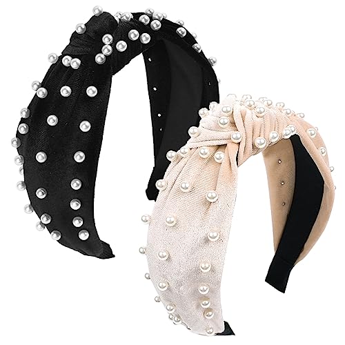 NULYLU 2stücke Vintage Perlen-haarbänder Für Frauen Elegante Rutschfeste Stirnbänder Stilvolle Haaraccessoires Für Verschiedene Frisuren Und Anlässe von NULYLU