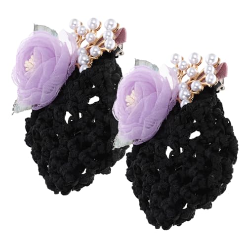 NULYLU Blumennetzhut Blütenkopf Netzhut Mit Blume Damen-haar-accessoires Haarnetz-clip Für Hochsteckfrisur Blumen-haarreife Für Frauen von NULYLU