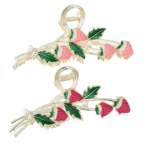 NULYLU 2 Stück Teiliges Erdbeer Haarspangen für Frauen und Mädchen Große Haarklammern aus Robustem Material Rutschfest Stilvoller Haarschmuck für Alltag und Sommerfrisuren von NULYLU