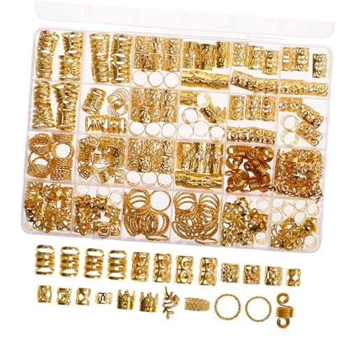 NULYLU Schmuck Haarringe Haarschmuck Für Dreadlocks Goldene Und Silberne Haarschmuck Ringe Verstellbare Und Haarjuwelen Für Zöpfe Zubehör Für Flechtfrisuren Und Dreadlocks Goldene Dreadlock Perlen von NULYLU