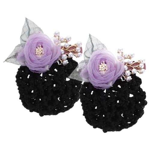 NULYLU Haarknotennetze Mit Blumenclip 2 Stück Damen-haarknoten Für Uniformen Tanzen Und Den Täglichen Gebrauch von NULYLU