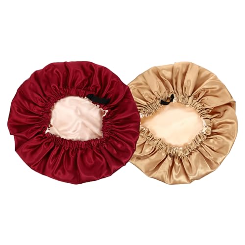 NULYLU 2stücke Satin Schlafhaube Für Damen Elastische Haarschutzmütze Langhaarmütze Aus Hochwertigem Satinmaterial Haaraccessoire Zum Schutz Beim Schlafen Waschen Oder Schminken von NULYLU