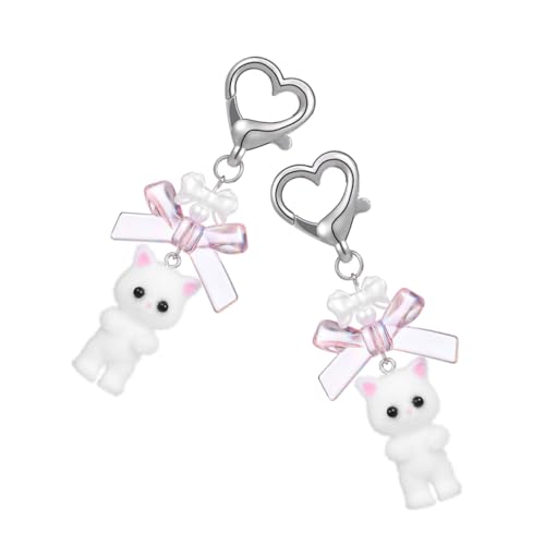 NULYLU 2stücke Kawaii Katzen Schlüsselanhänger Plüsch Mit Katzen-design Metallring Und Schleifen- Für Rucksäcke Und Taschen Niedliches Zubehör Für Und Mädchen von NULYLU