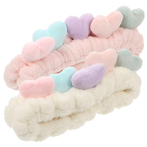 NULYLU 2stücke Herz-stretch-stirnbänder Für Damen Elastisches Make-up Und Waschgesicht-haarband Und Champagner-rosa Vielseitige Haarschmuck Für Sport Yoga Und Schönheitsroutine von NULYLU