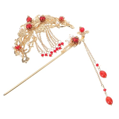 NULYLU Klassische Haarspangen Für Frauen 2er-pack Retro-chinesische Haarnadel Quasten-haarspangen Haarspange Haarnadel Chinesische Haarspange Rot Gefärbt von NULYLU