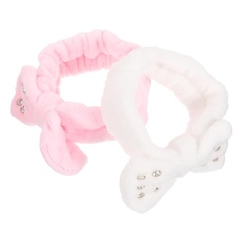 NULYLU 2stücke Haarbänder Mit Schleifen Für Damen Rhinestone Spa Stirnbänder Für Gesichtsreinigung Makeup Und Haarschutz Während Bad Oder Yoga von NULYLU