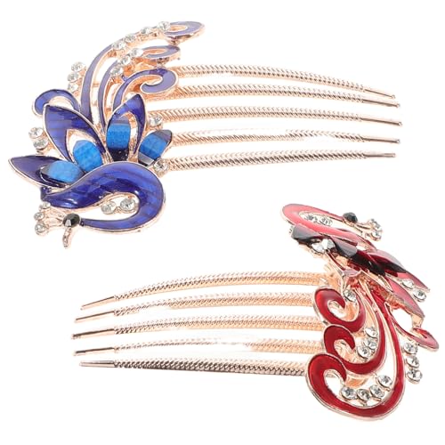 NULYLU Elegante Haarspangen Mit Strasssteinen Pfauen-duttkamm Französischer Stil Seitliches Braut-accessoire Hochzeits-haarkamm Für Frauen von NULYLU