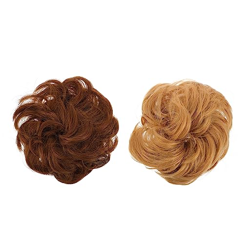 NULYLU 2stücke Haargummi Mit Synthetischem Haar Für Lockige Duttfrisuren Volumen Und Fülle Für Hochsteckfrisuren Einfach Zu Verwenden Für Damen von NULYLU