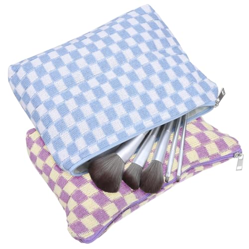 NULYLU 2stücke Make-up-Tasche Mit Reißverschluss Aufbewahrungstasche Für Kosmetik Lippenstifte Eyeliner Make-up-Pinsel Kleine Und Leichte Stofftasche Organizer Für Beauty Utensilien von NULYLU