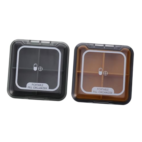 NULYLU 2stücke Tragbarer Medikamenten Organizer Mit Fächern Kompakte Pillenbox Für Reise Büro Und Outdoor-aktivitäten Leicht Und Lichtgeschützt Für Notfälle Und Täglichen von NULYLU