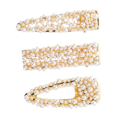 NULYLU 3stücke Perlen-haarspangen Dekorative Goldene Haarnadeln Haarspangen Mit Entenschnabel Für Damen Und Mädchen Hochzeits-kopfschmuck von NULYLU