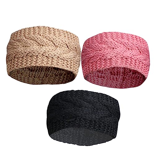 NULYLU 3stücke Handgewebtes Stirnband Aus Wollgarn Für Damen Warmes Haarband Mit Breitem Rand Weibliche Kopfbedeckung Zum Schutz Vor Kälte von NULYLU