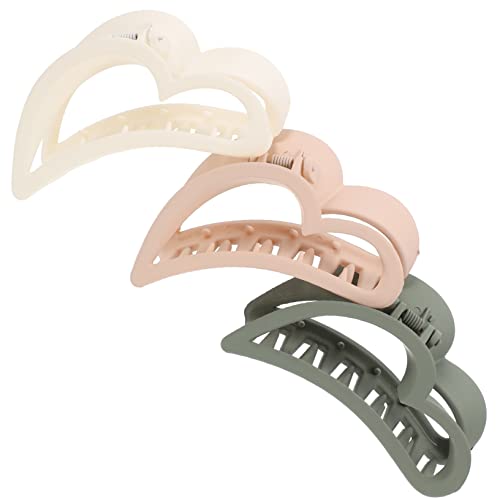 NULYLU 3 Stück Herz Haarklammern Für Frauen Große Haarclips Rutschfest in Beige Grün Und Rosa Für Hochzeiten Alltag Und Besondere Anlässe von NULYLU