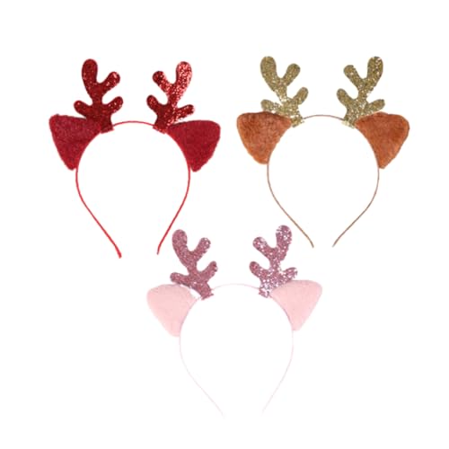 NULYLU 3er Set Weihnachts Haarreifen Mit Rentiergeweih Und Glöckchen Dekorierte Stirnbänder Für Und Erwachsene Festliche Kopfbedeckung Für Feiern Und Pink von NULYLU