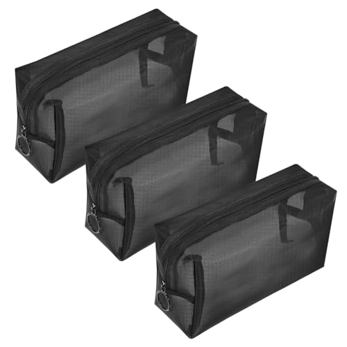 NULYLU 3stücke Netz-Kosmetiktasche Mit Reißverschluss Reise-Aufbewahrungstasche Aus Meshgewebe Make-up Organizer Tasche Für Hautpflegeprodukte Kosmetiktasche Für Damen Leicht Und von NULYLU