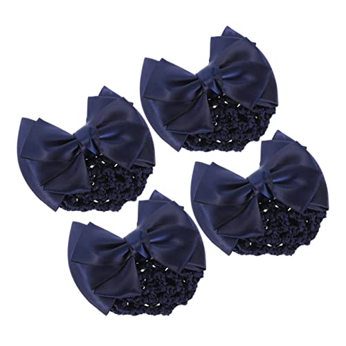 NULYLU 4 Stück Haarnetz Haarspangen Clip mit Schleife für Damen Dutt Netz Stabiler für Verschiedene Anlässe Haarschmuck für Tänzerinnen Krankenschwestern und Mädchen von NULYLU