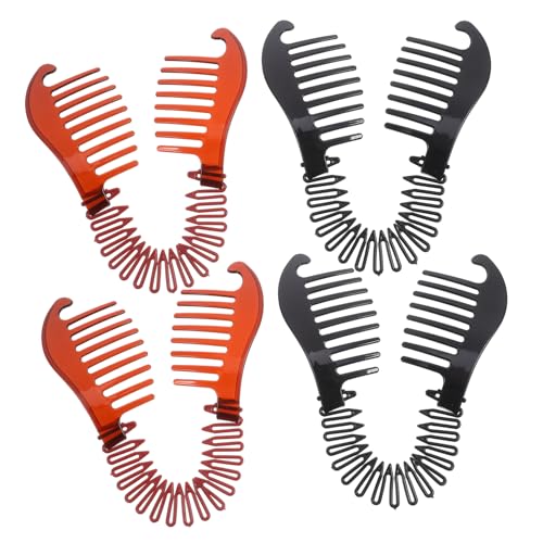 NULYLU 4 Stück Teiliges Plastik Bananen Haarklammern für Damen und Mädchen Langlebig Rutschfester Haarhalter Haarklammer für und Pferdeschwanz Schwarz und Kaffee von NULYLU