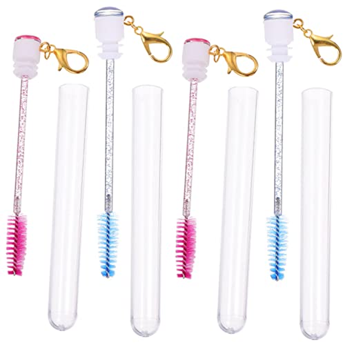 NULYLU 4stücke Teiliges Eyelash Brush Tubes Mit Schlüsselanhänger Ergonomische Wimpernbürsten Und Rosarot Für Präzise Mascara-anwendung Und Make-up-tools von NULYLU