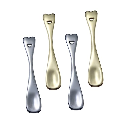 NULYLU 4 Stücke Gesichtscreme Spatel Doppelseitige Kosmetik Löffel für Cremes Metall Spatel Satz für Schönheitsanwendungen und Selbstgemacht Kosmetik von NULYLU