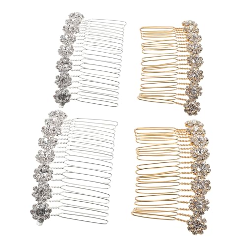NULYLU 4stücke Haarkämme Mit Blumenmotiv Aus Legierung Schimmernd Mit Künstlichen Kristallen Für Damen Und Mädchen in Silber Und Gold Zum Stylen Von Haaren Für Hochzeiten Und von NULYLU