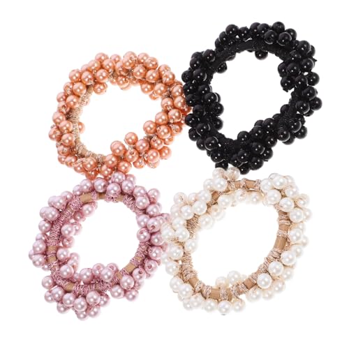 NULYLU 5stücke Elastische Haargummis Mit Kunstperlen Für Damen Ponytail Farben Champagner Haaraccessoires Für Teenager Und Mehr von NULYLU