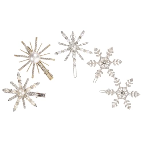 NULYLU 5 Stück Teiliges Schneeflocken Haarschmuck mit Funkelnden Strasssteinen Haarspangen für Damen und Mädchen Langlebig Leicht und Schonend für Mittellanges Langes Haar von NULYLU