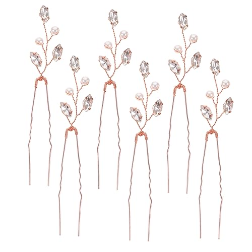 NULYLU 6 Stück Förmige Haarnadeln mit Hochzeit Haarschmuck für Damen Haaraccessoires für Bräute Dekorative Haarnadeln Roségold von NULYLU