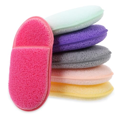 NULYLU 6 Stück Gesichtsschwämme zum Reinigen Wiederverwendbare Sanfte Make up entferner pads aus Hautfreundlichem Schwamm für Gründliche Gesichtsreinigung und Porentiefe Zufällige Farbe von NULYLU