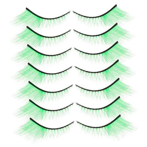 NULYLU 7 Paar Grüne Falsche Wimpern Für Frauen Voluminöse Jumbo Curl Wimpern Für Halloween Und Partys Make up Accessoire Weich Und Bequem Dramatischer Look von NULYLU