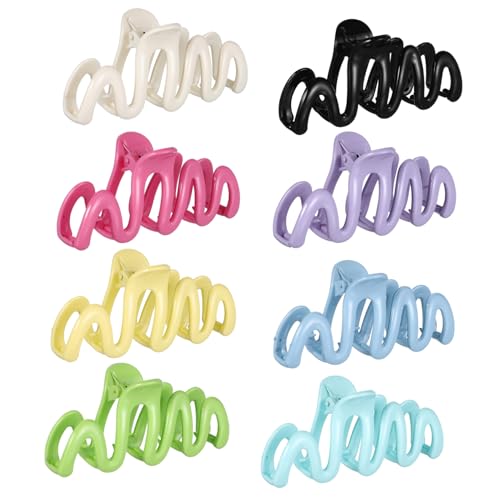 NULYLU 8stücke Teiliges Claw Clips Für Damen Wellenförmige Haarspangen Farben Schwarz Milchgelb Fruchtgrün Rutschfeste Haarklammern Für Dünnes Haar Und Stylische Frisuren von NULYLU