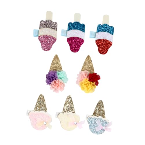 NULYLU 8 Stück Teiliges Haarschmuck Mädchen Eiscreme haarspangen mit Glitzer und Pailletten Bunte Sichere Haarklammern für Festliche Accessoires und Geschenkidee von NULYLU