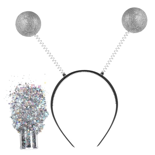 NULYLU Antennen Stirnband Mit Gesicht Glitter Für Erwachsene Dekoratives Haarband Für Kostüm Party Urlaub Und Cosplay-events Leicht Und Angenehm Zu Tragen von NULYLU