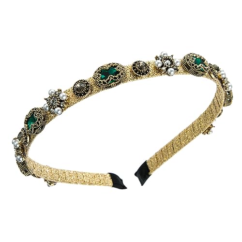 NULYLU Barocker Damen Haarschmuck Perlen Haarreif mit Blume und Strass Leichter Eleganter Kopfschmuck für Hochzeit Party Brautjungfern und Alltag Verarbeitung Grüner Farbton von NULYLU
