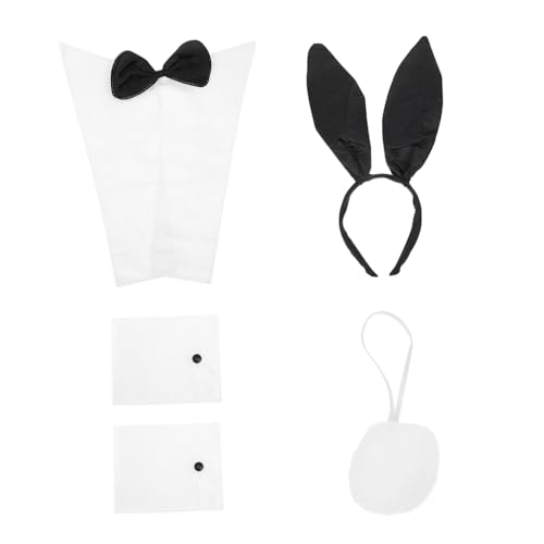 NULYLU Damen Kostüm Hasenschwanz Stirnband Set Party Haarband Für Festival Karneval Cosplay Kragen Haarband Accessoire von NULYLU