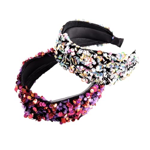 NULYLU 1stück Doppellagiger Geknoteter Haarreifen Mit Pailletten Modisches Haarschmuck-accessoire Für Frauen Für Partys Und Besondere Anlässe von NULYLU