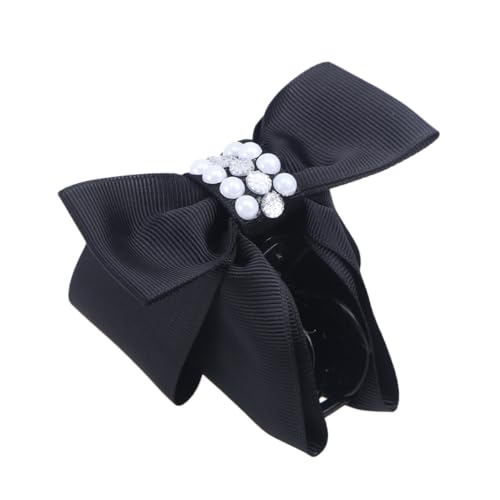 NULYLU Doppelter Schleifen-haarklammer Mit Perlen Und Strass Mittlere Für Damen Elegantes Haaraccessoire Schwarz Für Verschiedene Frisuren Und Anlässe von NULYLU