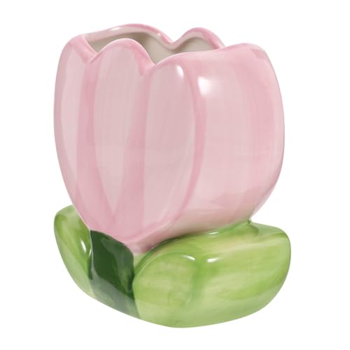 NULYLU Schminkpinselhalter Keramik Tulpen-design Organizer Für Stifte Und Büromaterial Stilvoller Schreibtisch-behälter Pflegeleicht Vielseitig Geschenkidee Für Ordnungsliebe von NULYLU