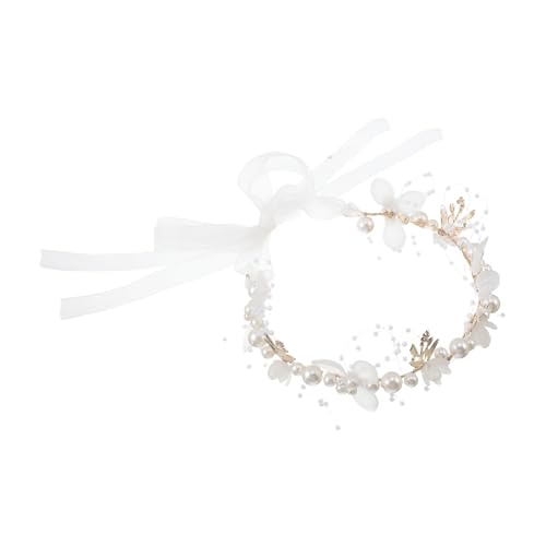 NULYLU Eleganter Haarreifen mit Kunstperlen und Band Hochzeiten Partys und Besondere Anlässe Weiß Kinderhaarschmuck von NULYLU