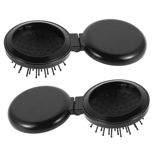 NULYLU 2stücke Faltbare Reisehaarbürste Mit Spiegel Sanfte Massagekamm Für Mädchen Für Haarpflege Und Make-up Kompakt Und Tragbar Nylonborsten Und Hochauflösendes von NULYLU