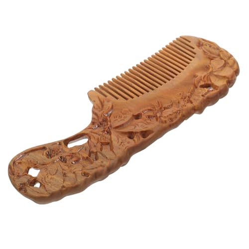 NULYLU Feiner Sandelholz Holzkamm mit Doppelseitiger Massagefunktion Handgefertigter Tragbarer Haarkamm mit Filigranen Gravuren Ergonomisches Design für Frauen Kompakter Kamm mit von NULYLU