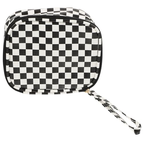 NULYLU Münzgeldbörse Für Damen Kleine Geldbörse Mit Reißverschluss Schachbrett-Design Kosmetiktasche Schlüsselbörse Periodentasche Münzbörse von NULYLU