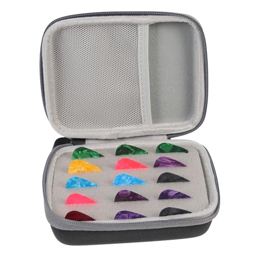 NULYLU Gitarren Plektrum Aufbewahrungsbox mit Folk Guitar Picks Leichter Organizer mit Netzfach Robustes Design für Akustische Gitarre Zubehör für Gitarristen und Zufällige Farbe von NULYLU